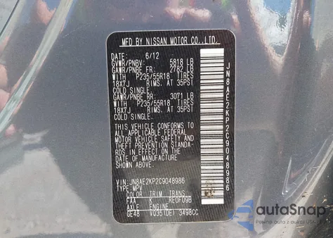 2012 Nissan Quest Le from USA, damaged, VIN JN8AE2KP2C9048986